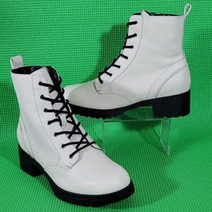 Cole Haan Camea Ivory Waterproof Combat Boots - Women's 7B